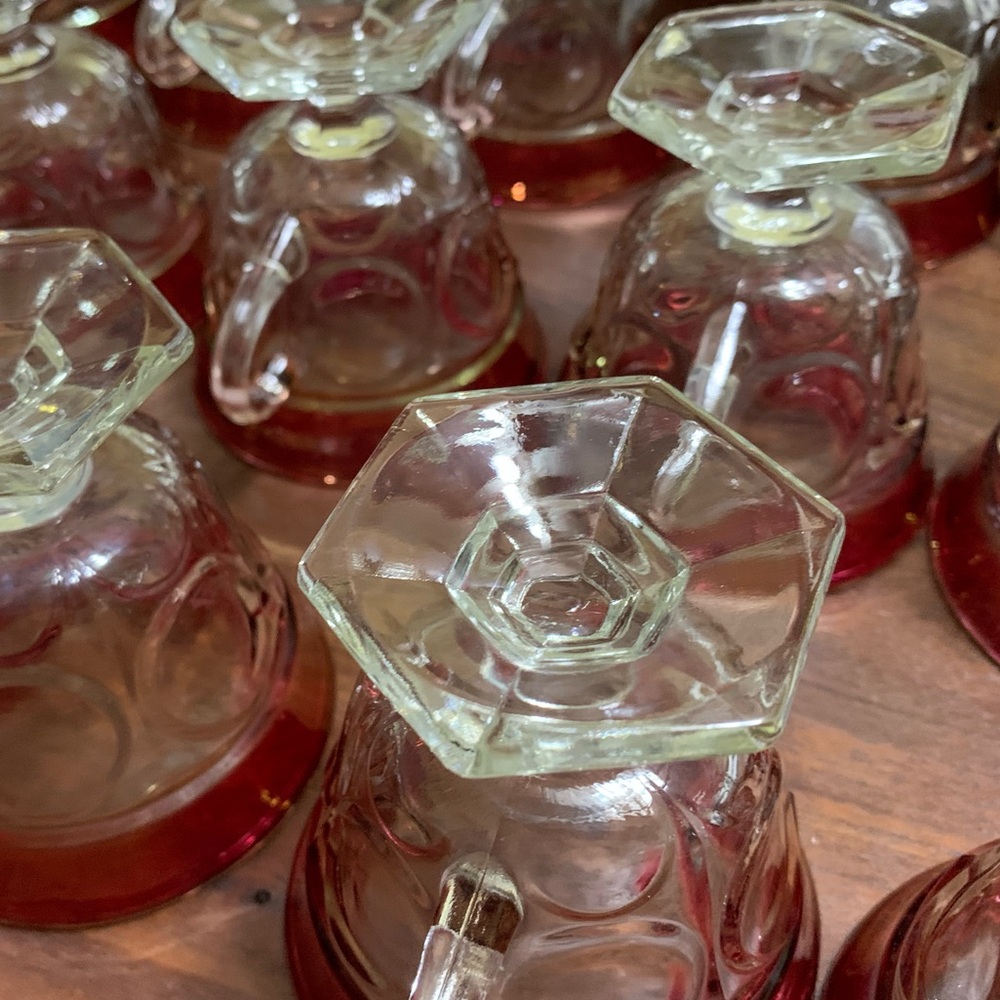 18 Ruby Gold PUNCH CUPS Red Flashed Thumbprint Indiana Glass 💖 Priority Shipping - Picture 4 of 12